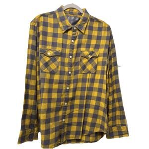 Slade Wilder Flannel Shirt Size XXL Blue Yellow Plaid Cotton Destroy Tradition